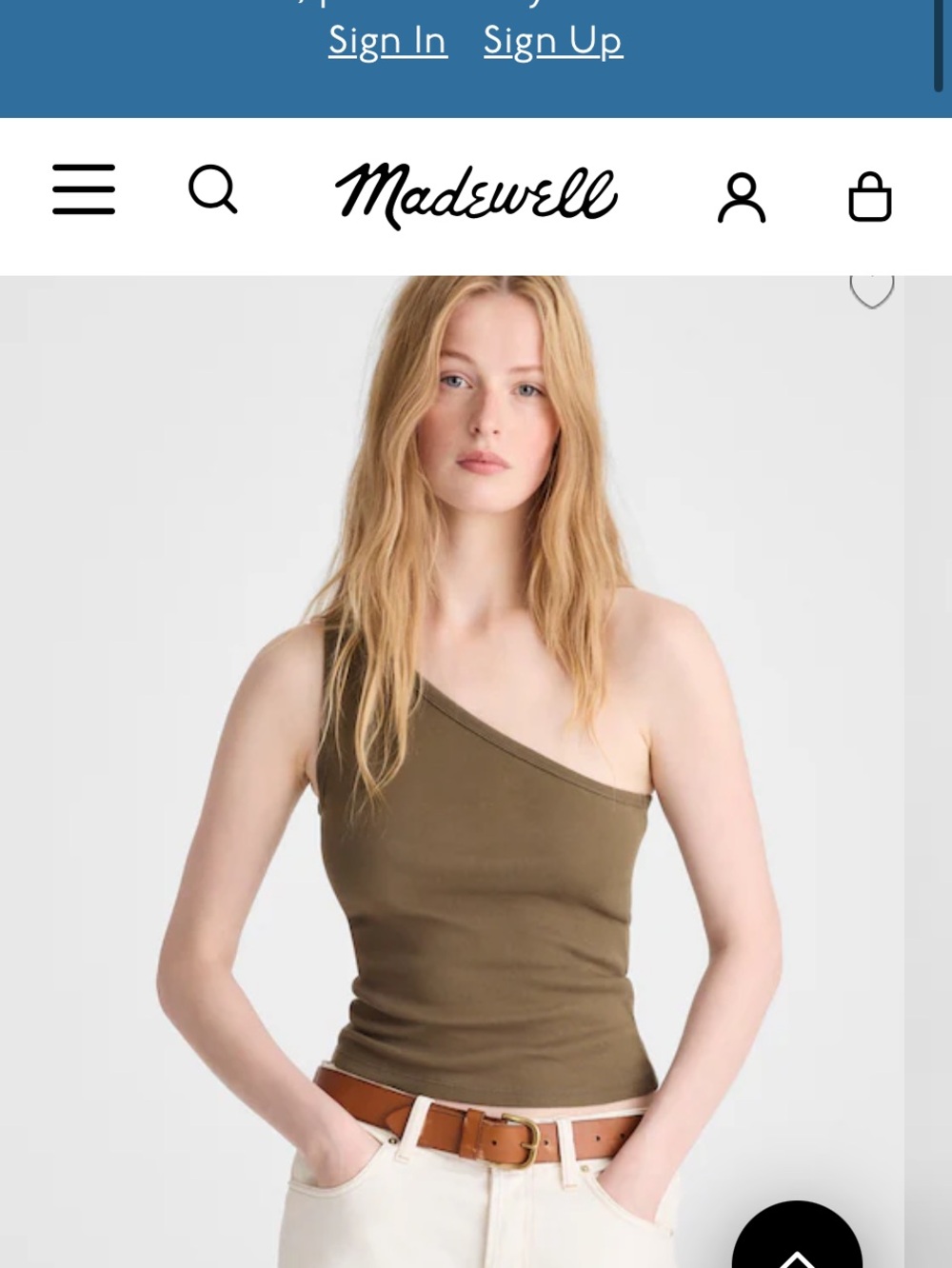 Madewell One-Shoulder Camisole in Olive Green